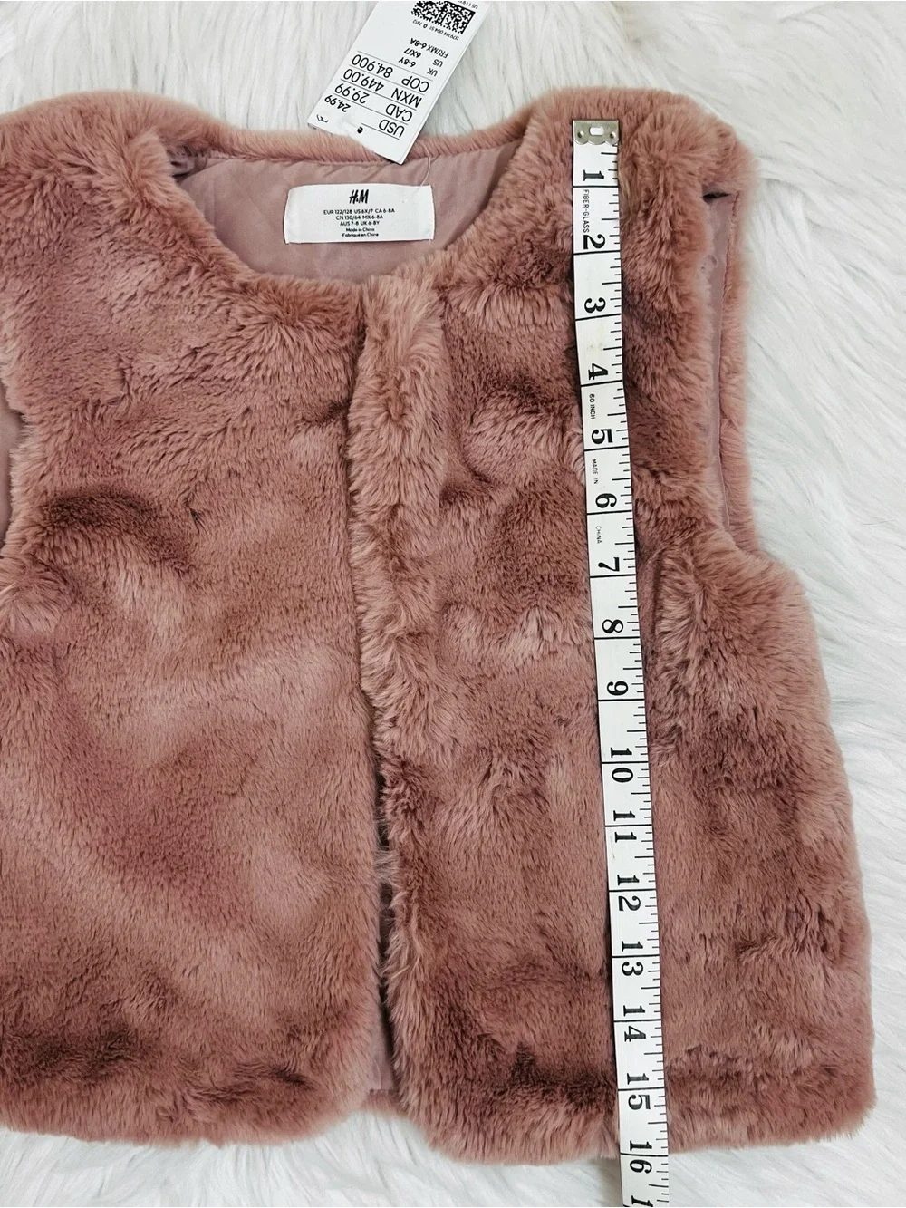 NWT! Girls Mauve Faux Fur Vest Sz 6X-7